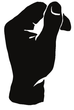 Silhouette de l’arquée, le pouce posé sur l’index